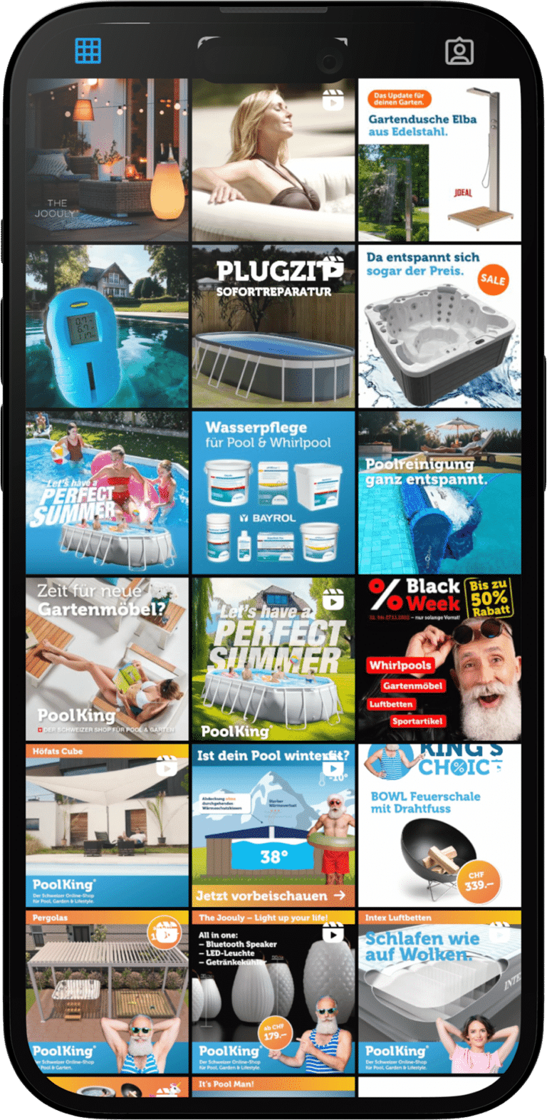 Poolking Instagram Feed auf Mobile Device